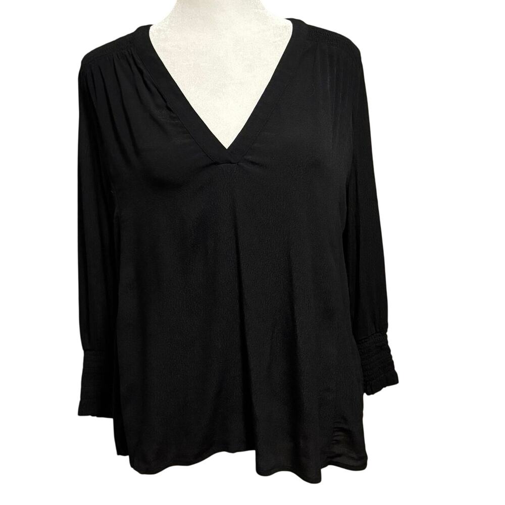 Ba&sh Size 1 US S 6 Popover Blouse Top V Neck Smocked Black FLAW